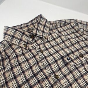 Carhartt Short Sleeve Button Down Shirt Mens Size M Red Blue Brown Plaid Pocket
